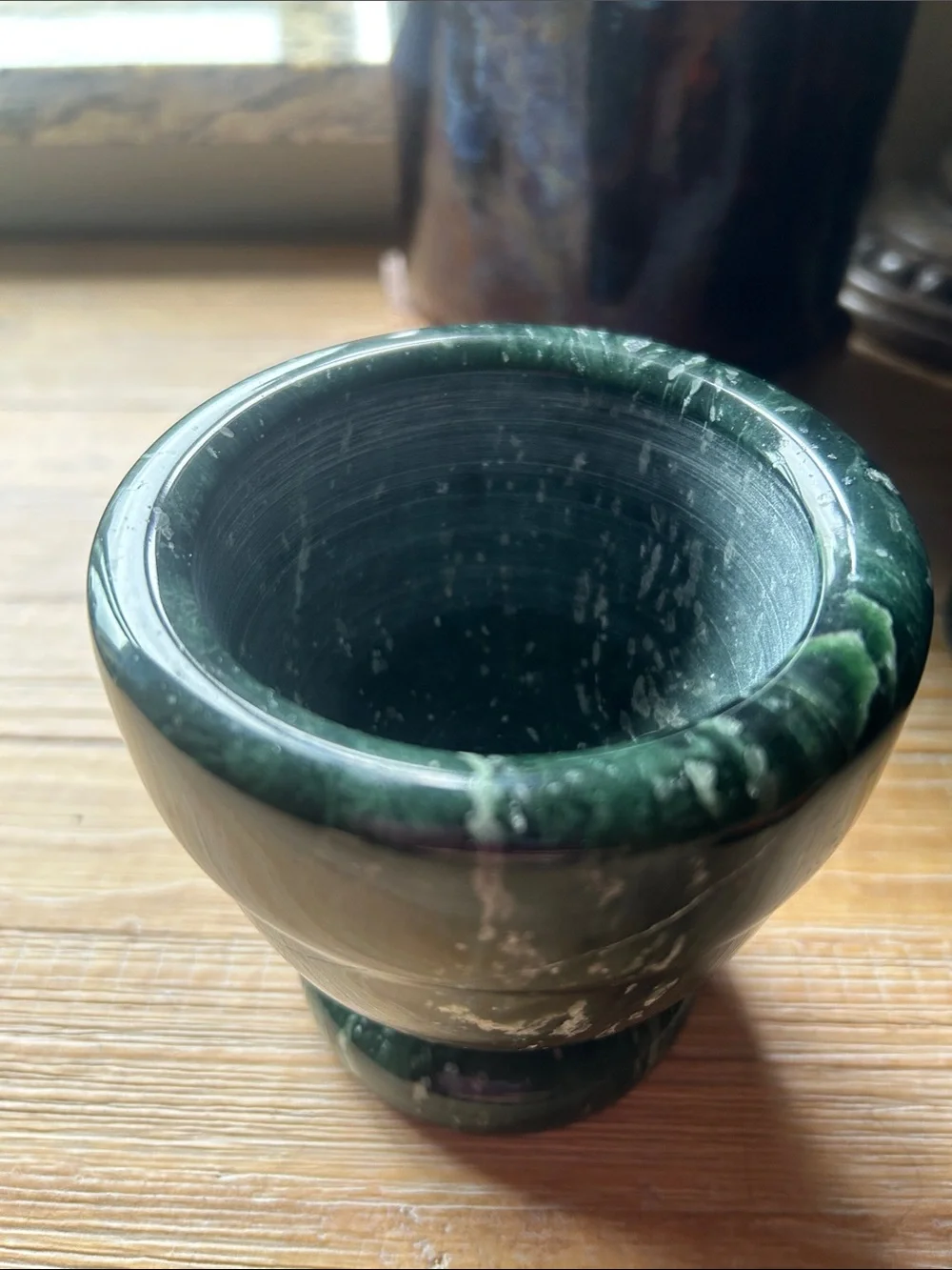 Green Solid Stone Mortar and Pestle